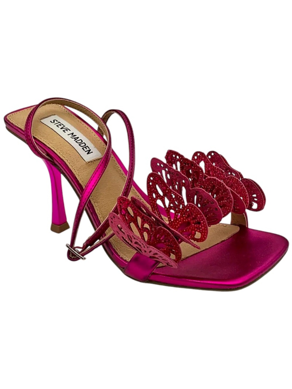 Steve Madden Women’s Azariah Heel Fuchsia rhinestone butterfly 7